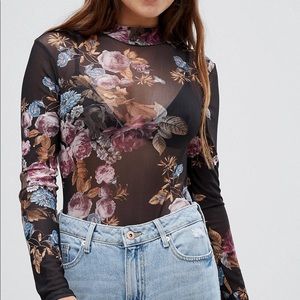 Floral mesh bodysuit